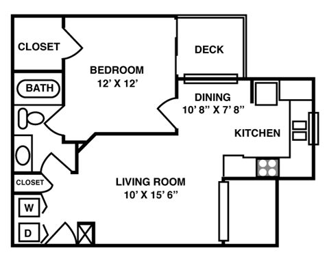 1 Bed | 1 Bath - 640 sq. ft.